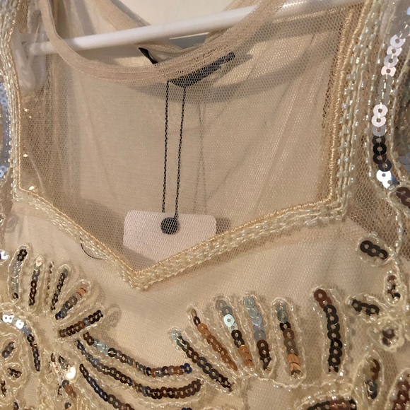 NYE Ivory/Champagne Sequined Gatsby Dress Size M - Picture 3 of 8